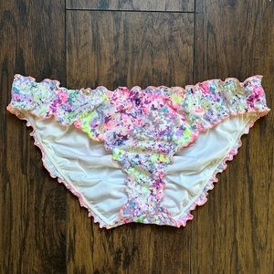 Victoria’s Secret The Ruffle Cheeky Bright Neon Splattered Bikini Bottoms